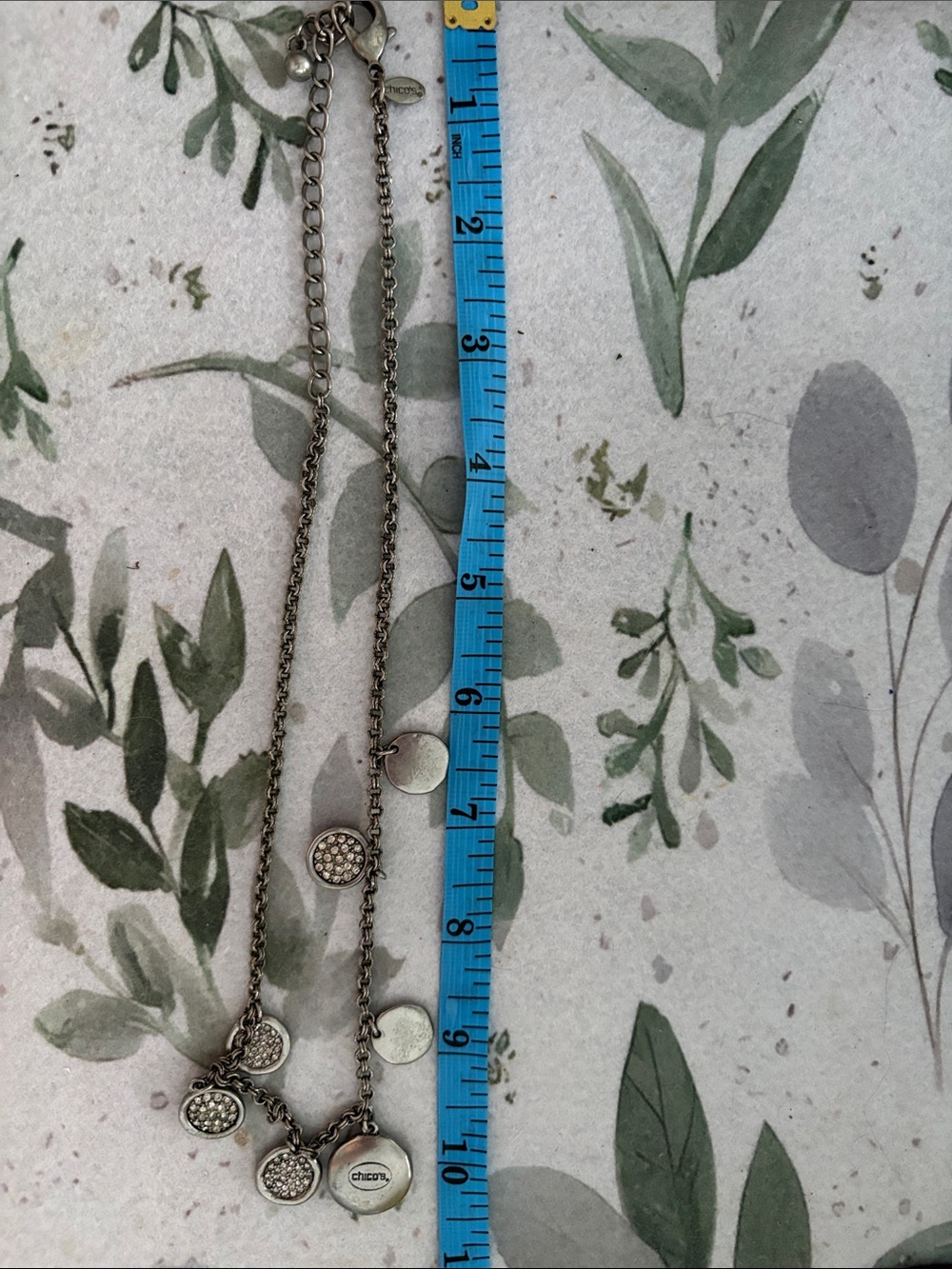 Chico's Silver-Tone Crystal Disc Drop Necklace - Picture 3 of 3